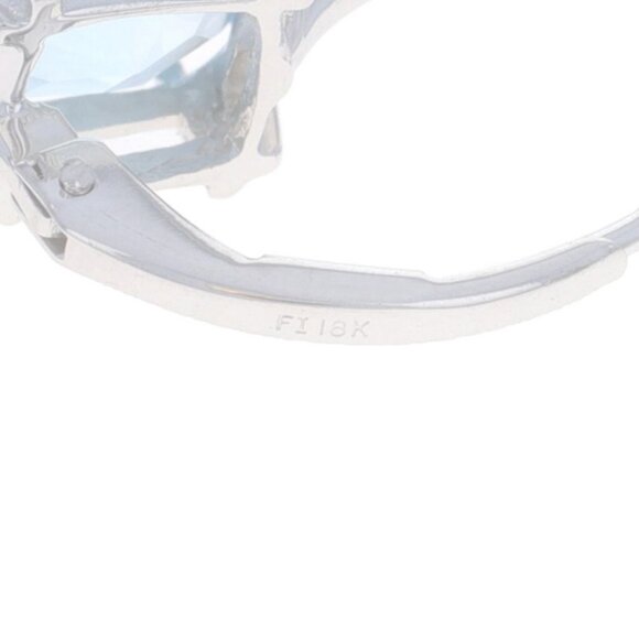 White Gold Blue Topaz Diamond Drop Earrings 18k Buff Top Cushion 5.08ctw Pierced - Picture 4 of 4